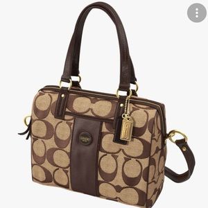 Coach Signature Stripe Shoulder Bag F24364 Brown